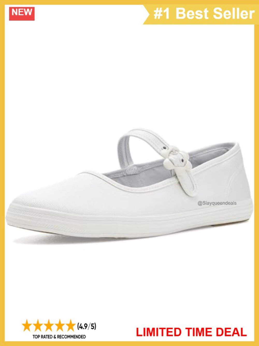 Mary Jane Flats Slip-On Canvas Shoes Adjustable Buckle Casual Comfort